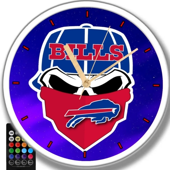 Buffalo Bills skull led lights clock - Picture 3 of 3